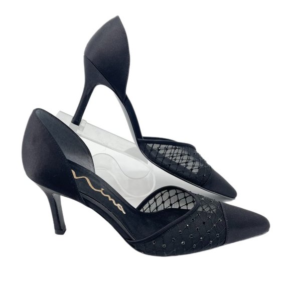 Nina Black Stiletto Heels | Classic Pull-On Style - Picture 1 of 8